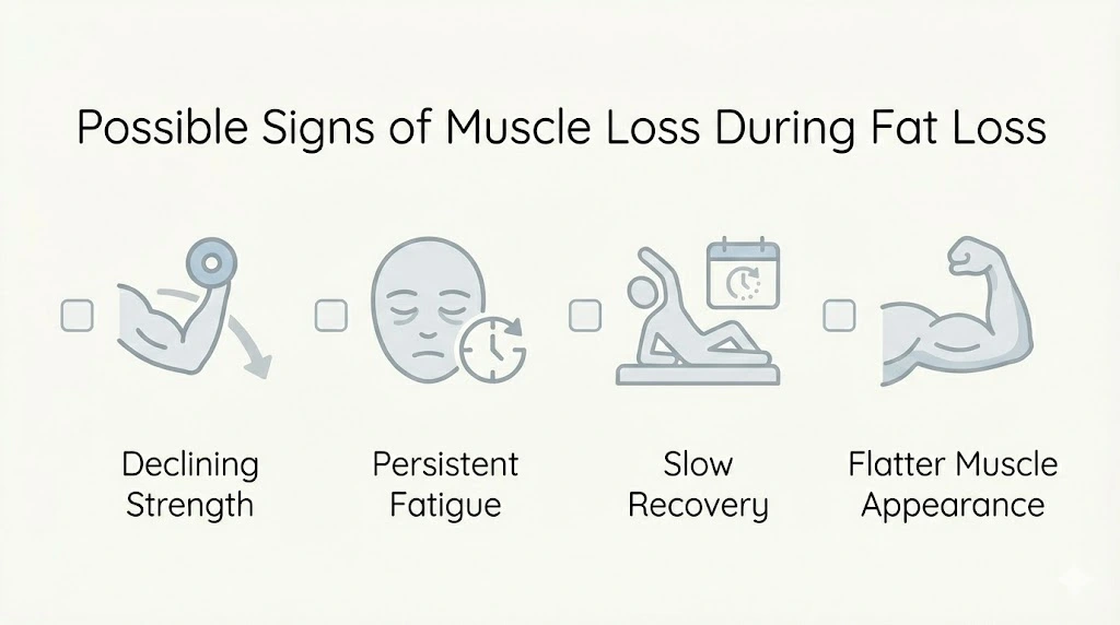 Visual signs that may indicate muscle loss during fat loss